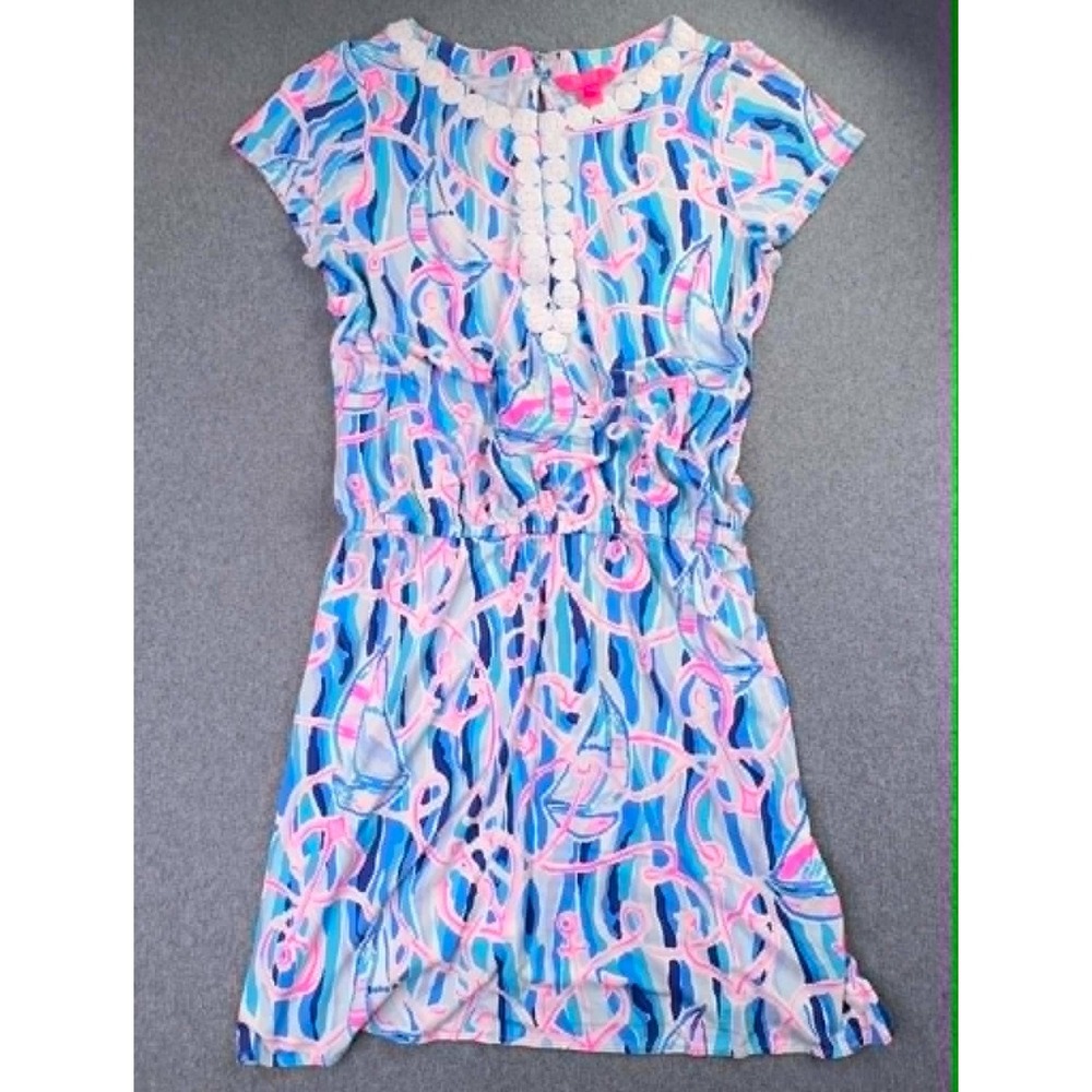 Lilly Pulitzer Pink & Blue Printed Short Sleeve Romper